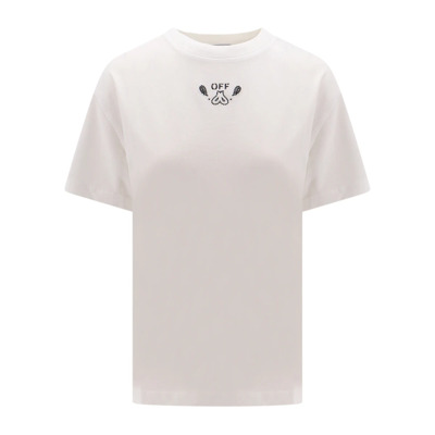 Image of Witte Crew-neck T-shirt met Achterpijl Logo Off White , White , Dames