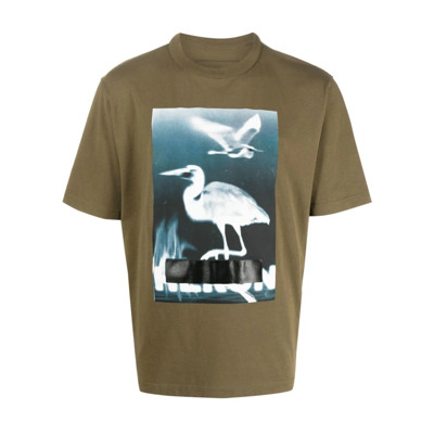 Image of Grafische Print Biologisch Katoen T-shirt Heron Preston , Green , Heren