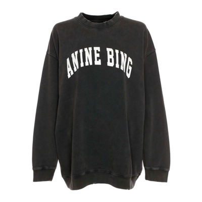 Image of Vintage Oversized Sweatshirt met Distressed Details Anine Bing , Black , Dames