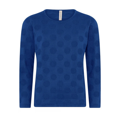 Image of Gestippelde O-Neck Pullover Blouse Skovhuus , Blue , Dames