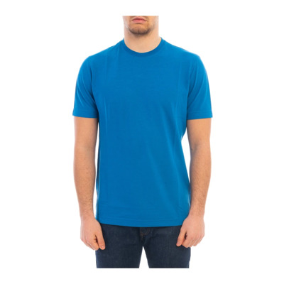 Image of Slim Fit Celeste Katoenen T-shirt Zanone , Blue , Heren