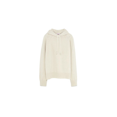 Image of Off White Cashmere Hoodie Tricot , White , Dames
