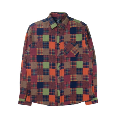 Image of Gerecyclede Katoenen Patchwork Shirt Portuguese Flannel , Multicolor , Heren