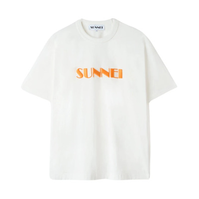 Image of Geborduurd Logo T-Shirt Sunnei , White , Heren