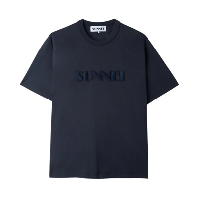 Image of Blauw T-shirt met geborduurd logo Sunnei , Blue , Heren