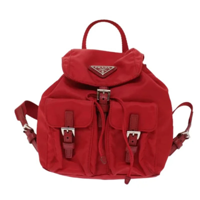 Image of Pre-owned Fabric backpacks Prada Vintage , Red , Dames