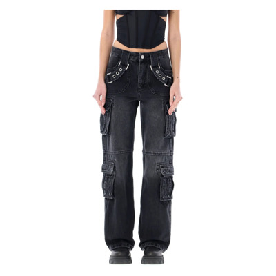 Image of Zwarte Cargo Jeans met Harnasbanden Misbhv , Black , Dames