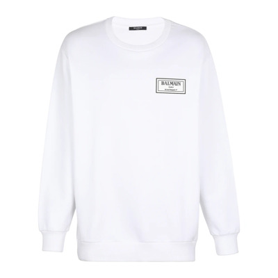 Image of Sweatshirt met rubberen patch Balmain , White , Heren