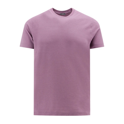 Image of Paarse Geribbelde T-Shirt Zanone , Purple , Heren