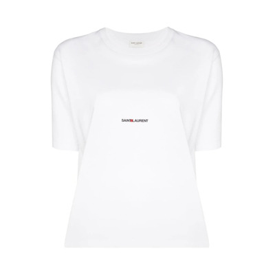 Image of Rive Gauche T-Shirt Saint Laurent , White , Dames