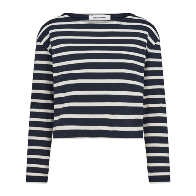Image of Klassieke Gestreepte Crop Sweatshirt Co'Couture , Blue , Dames