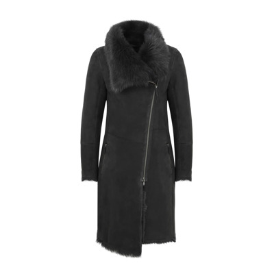 Image of Valerie - Anthracite Shearling Coat Vespucci by VSP , Gray , Dames