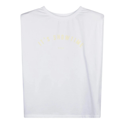 Image of Gewatteerd Mouwloos T-shirt met Schoudervullingen 10Days , White , Dames