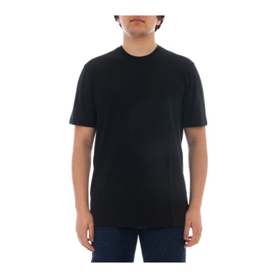 Image of Slim Fit Organisch Katoenen T-shirt Zanone , Black , Heren