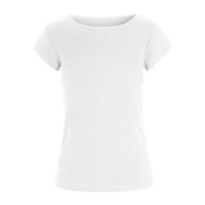 Image of Globe Rib T-Shirt Top in Wit Bitte Kai Rand , White , Dames