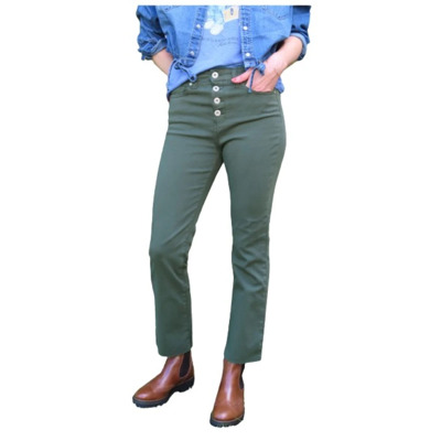 Image of Camille Crop Flare Jeans met rafelige zoom Denim Studio , Green , Dames