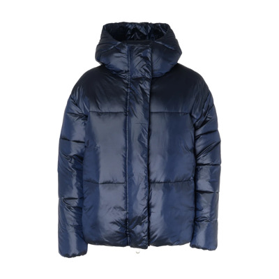 Image of Blauw en Zwart Aimie Gerecyclede Nylon Puffer Jas Save The Duck , Blue , Dames
