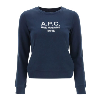 Image of Sweatshirt met geborduurd logo van biologisch katoen A.p.c. , Blue , Dames