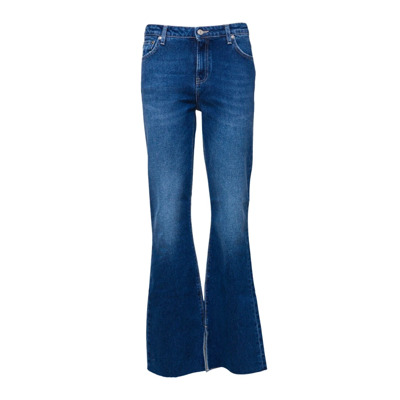 Image of Flared Denim Jeans met Lage Taille en Kwast Roy Roger's , Blue , Dames