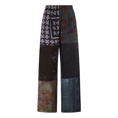 Image of Opgeknapte zijden pyjamabroek met rechte pijpen Marine Serre , Multicolor , Dames