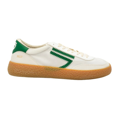 Image of Witte Stoffen Sneakers met Groene Details Puraai , Multicolor , Heren