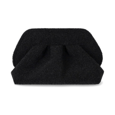 Image of Zwarte Sponge Clutch Tas met Leren Inzetstukken THEMOIRè , Black , Dames