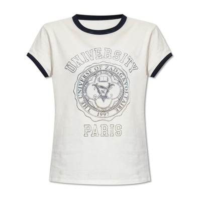 Image of Walk T-shirt met kristallen Zadig & Voltaire , White , Dames