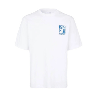 Image of Gedrukte Oversized Korte Mouw T-shirt Samsøe Samsøe , White , Heren