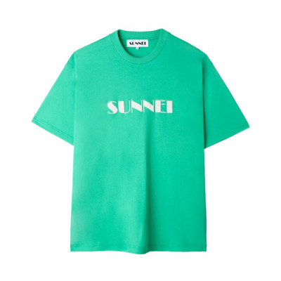 Image of Emerald Groen Logo T-Shirt Sunnei , Green , Heren