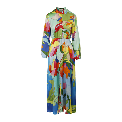 Printed Long Dress Semicouture , Blauw , Dames