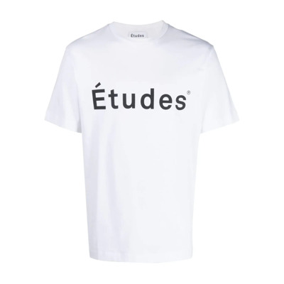 Image of Biologisch Katoenen Logo Print T-Shirt Études , White , Heren