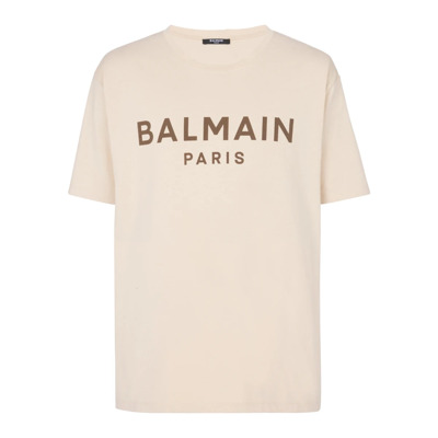 Image of T-shirt met Parijs-print Balmain , Beige , Heren