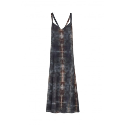 Image of Lange waterverf print jurk met gekruiste bandjes - Model 23667 80 RRD , Blue , Dames