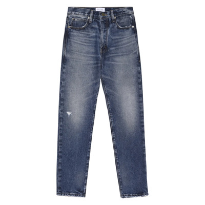Image of Slim Fit Jeans met hoge taille en destroyed effecten Frame , Blue , Dames