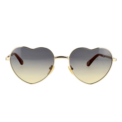 Image of Opvouwbare zonnebril met hartvormig montuur en biologisch afbreekbare verloopglazen Chloé , Yellow , Dames