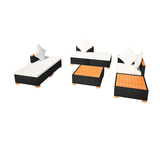 Set mobilier gradina/terasa/exterior 7 piese, vidaXL, PVC, 69,5 x 69,5 x 57,5 cm, Negru/Maro 6