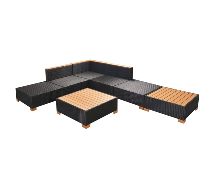 Set mobilier gradina/terasa/exterior 7 piese, vidaXL, PVC, 69,5 x 69,5 x 57,5 cm, Negru/Maro 7