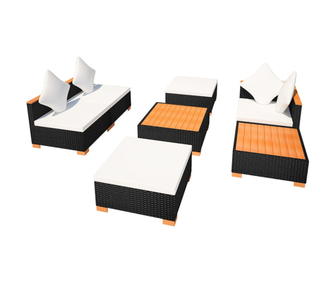 Set mobilier gradina/terasa/exterior 7 piese, vidaXL, PVC, 69,5 x 69,5 x 57,5 cm, Negru/Maro 5