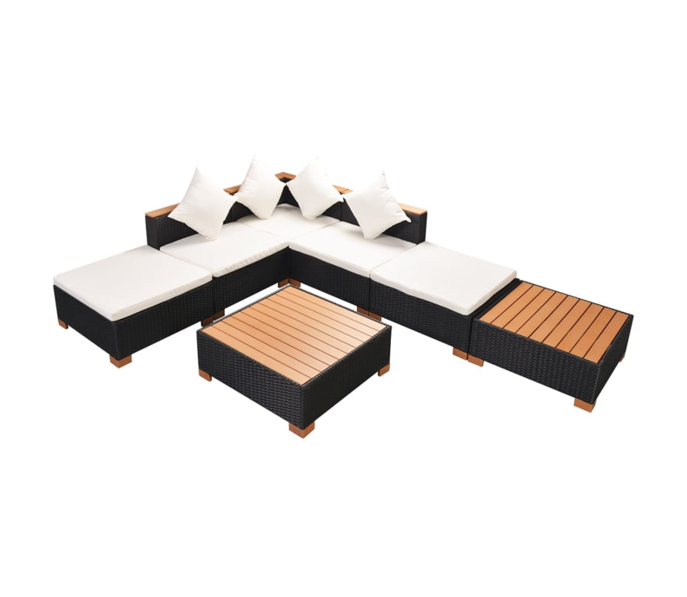 Set mobilier gradina/terasa/exterior 7 piese, vidaXL, PVC, 69,5 x 69,5 x 57,5 cm, Negru/Maro 2