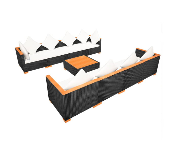 Set mobilier gradina/terasa/exterior 9 piese, vidaXL, Ratan, 69,5 x 69,5 x 57,5 cm, Negru/Maro 7