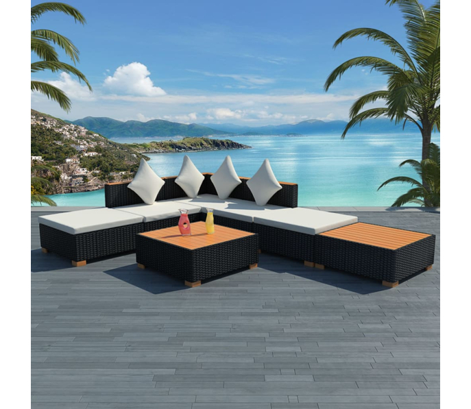 Set mobilier gradina/terasa/exterior 7 piese, vidaXL, PVC, 69,5 x 69,5 x 57,5 cm, Negru/Maro 1