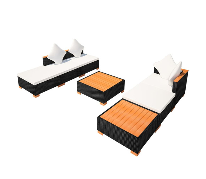 Set mobilier gradina/terasa/exterior 7 piese, vidaXL, PVC, 69,5 x 69,5 x 57,5 cm, Negru/Maro 4