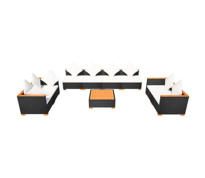 Set mobilier gradina/terasa/exterior 9 piese, vidaXL, Ratan, 69,5 x 69,5 x 57,5 cm, Negru/Maro 3