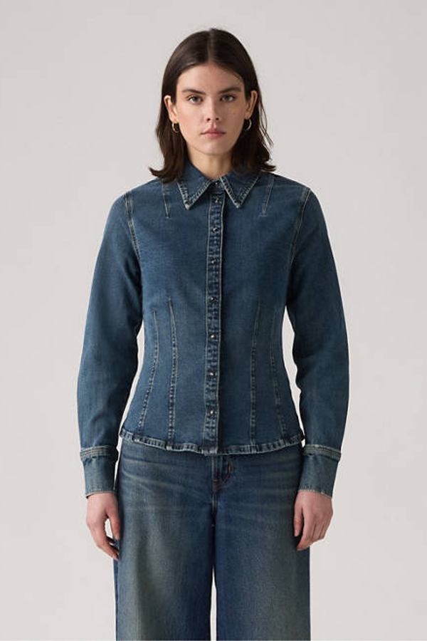 Levi's Long Sleeve Shaped Shirt In Blue
