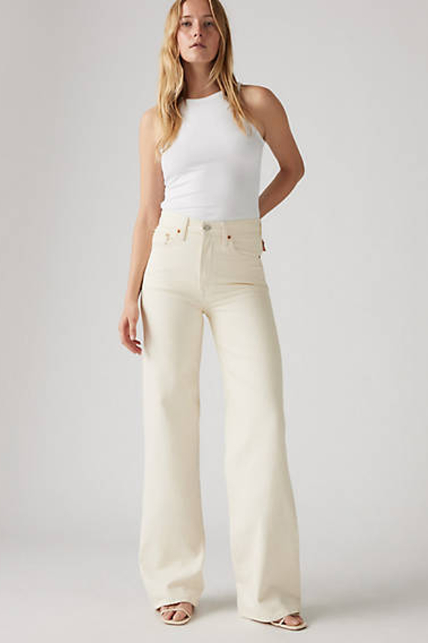 Levi's Ribcage Wide Leg Jeans - Women's - 32X30 - Cream / Barely Freezing