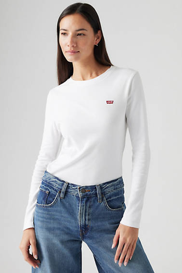Levi's Essential Housemark Long Sleeve Tee - Women's - M - White
