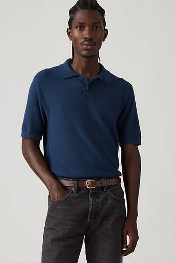 Levi's Sweater Cotton Linen Knit Polo - Men's - S - Blue