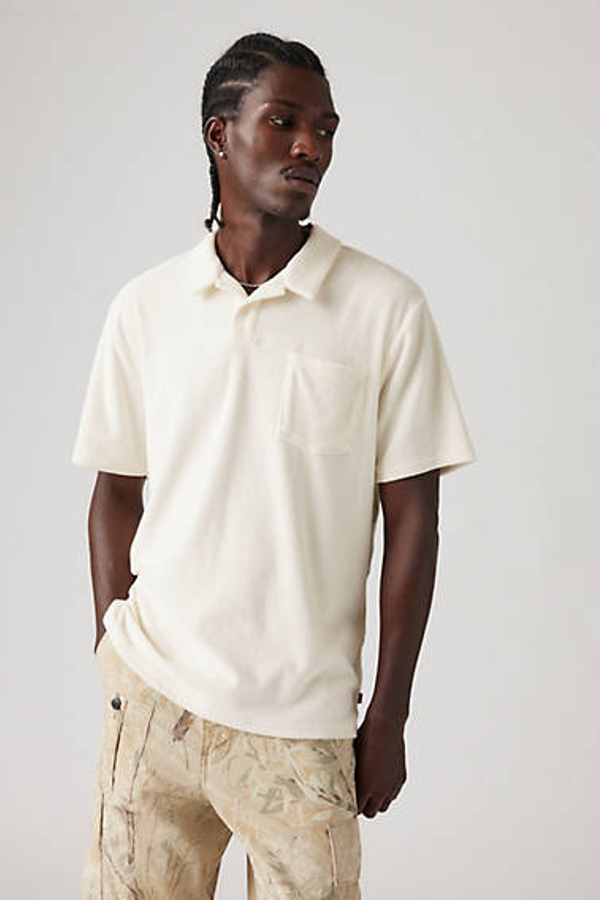 Levi's Terry Pocket Polo - Men's - M - Beige / Egret