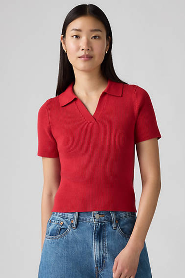 Levi's Faith Polo Sweater In Red
