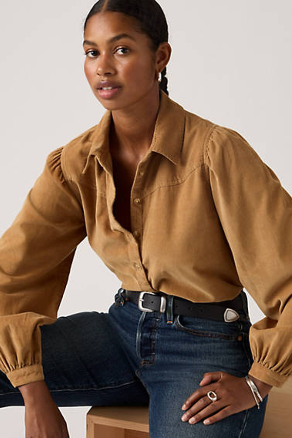 Levi's Journey Corduroy Western Shirt In Brown